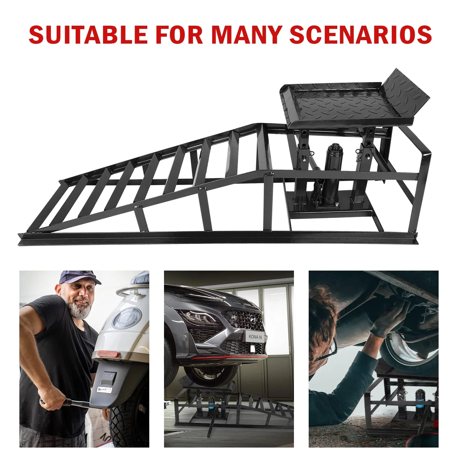 Confote 2 Pack Hydraulic Car Ramps 6600lbs 3T Low Profile Auto Car Truck Vehicle Service Ramps Lift for Garage Car Repair - Radiant Selections