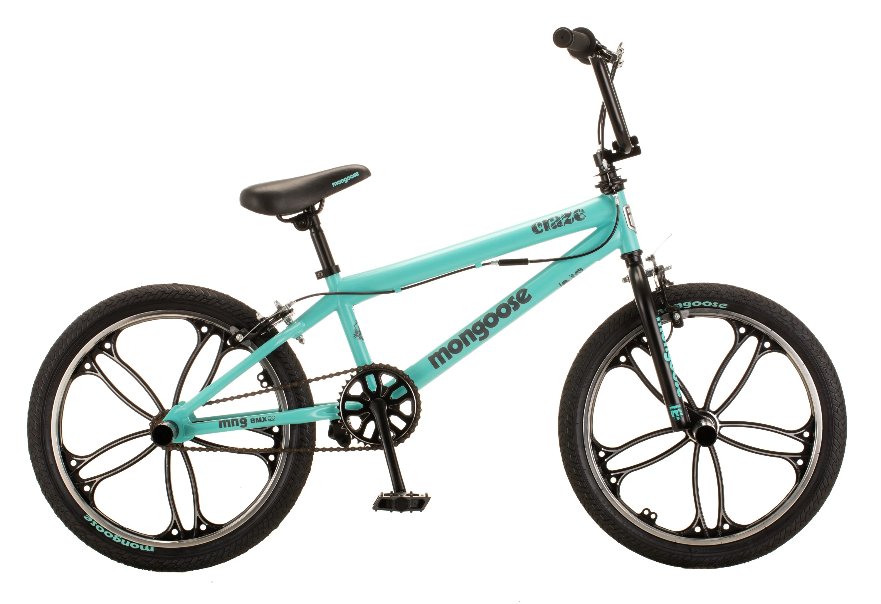 Mongoose Craze Boys and Girls 20 inch Kids BMX Bike, Ages 6+, Black and Mint