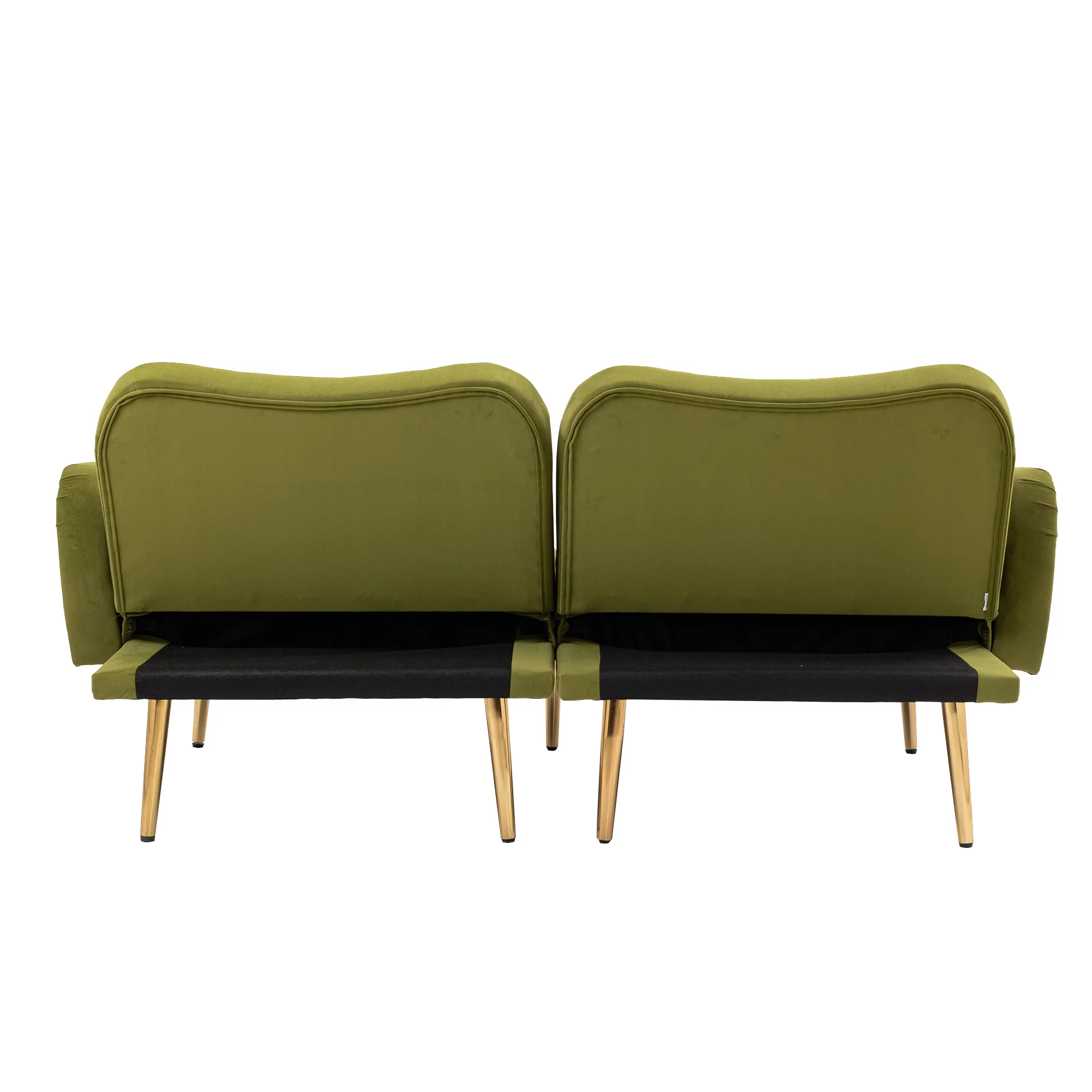 Pouseayar 65" Futon Sofa Bed, Upholstered Convertible Folding Sleeper Sofa Bed with Pillows for Living Room, Bedroom, Green