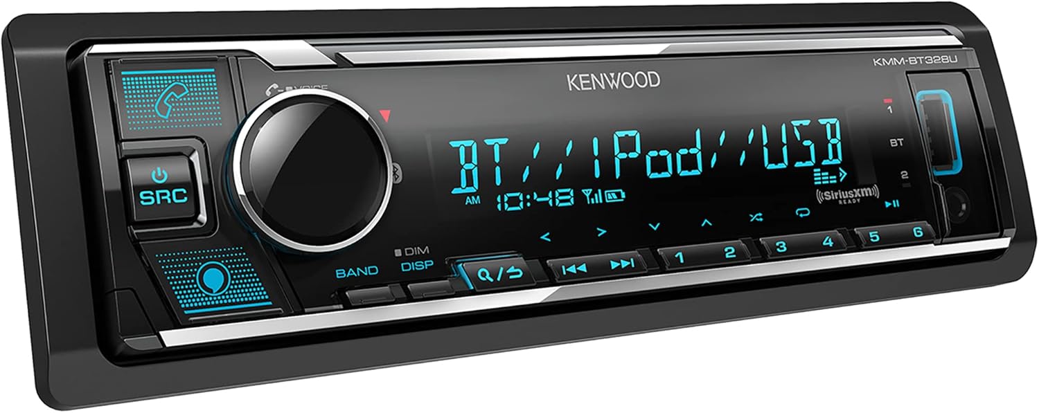 KENWOOD KMM-BT328U Bluetooth Car Stereo with USB Port, AM/FM Radio, MP3 Player, Multi Color LCD, Detachable Face, Built in Amazon Alexa