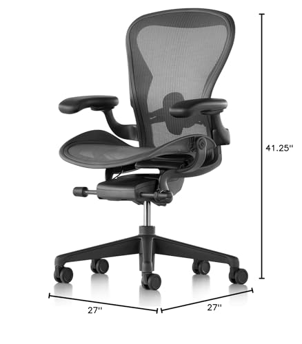 Herman Miller Aeron Chair Size B - Graphite Fully Loaded Adjustable Arm Height Tilt Tension Control Posture Fit