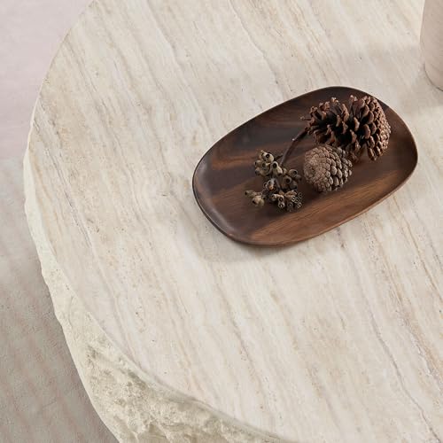 JUSTONE 15.75 ''Round Coffee Table, Accent End Table for Living Room Office Apartment, Modern Minimalist Side Table with Faux Marble Pattern
