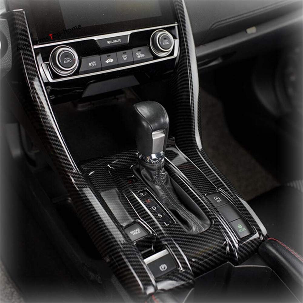 Dreamseek Center Console Automatic Gear Shift Panel Cover for 10th Gen Honda Civic 2016 2017 2018 2019 2020 2021 Sedan Carbon Fiber Style Pack of 2