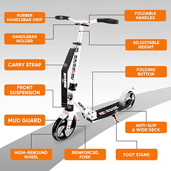 Hurtle Scooter &ndash; Scooter for Teenager &ndash; Kick Scooter &ndash; 2 Wheel Scooter with Adjustable T-Bar Handlebar &ndash