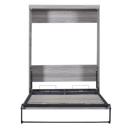 Harper & Bright Designs Full Size Murphy Bed, can be Folded into a Cabinet, Full Murphy Cabinet Bed, Gray