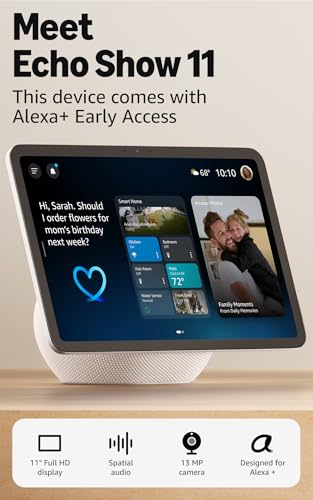 Amazon Echo Show 11 (newest model), Vibrant Full-HD 11" display with more viewing area and spatial audio, with Alexa+ Early Access, Graphite