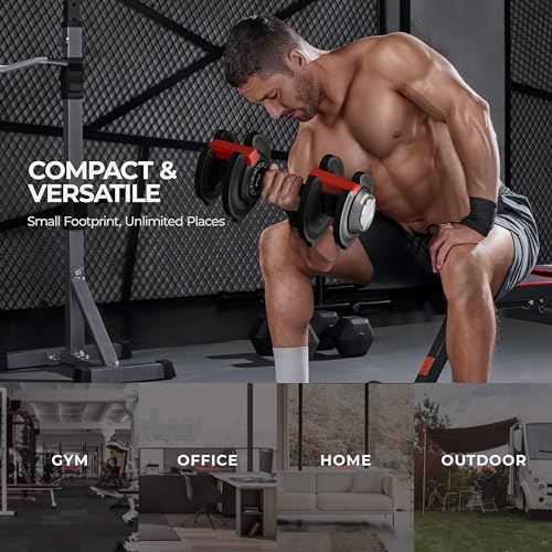 Yaheetech Adjustable Dumbbell Set 28/40/52.5/90LBS Adjustable Dumbbells Fast Adjust Dumbbell Weight Set with Anti-Slip Handle and Tray for Men/Women