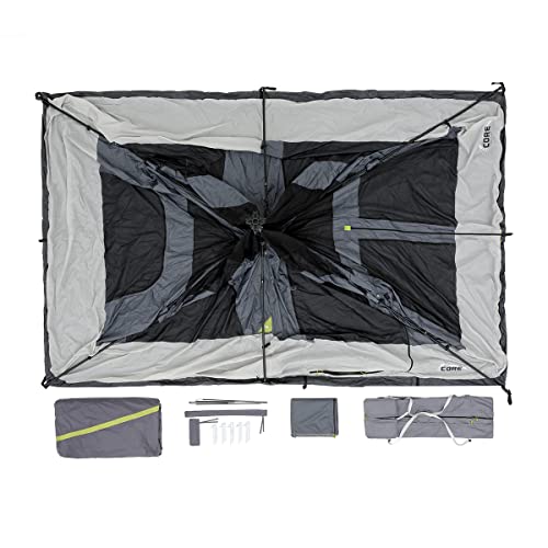 CORE Instant Cabin Tents | 6 Person / 9 Person / 10 Person / 12 Person Family Cabin Multi Room Pop Up Tents Car Camping | Included Storage Pockets