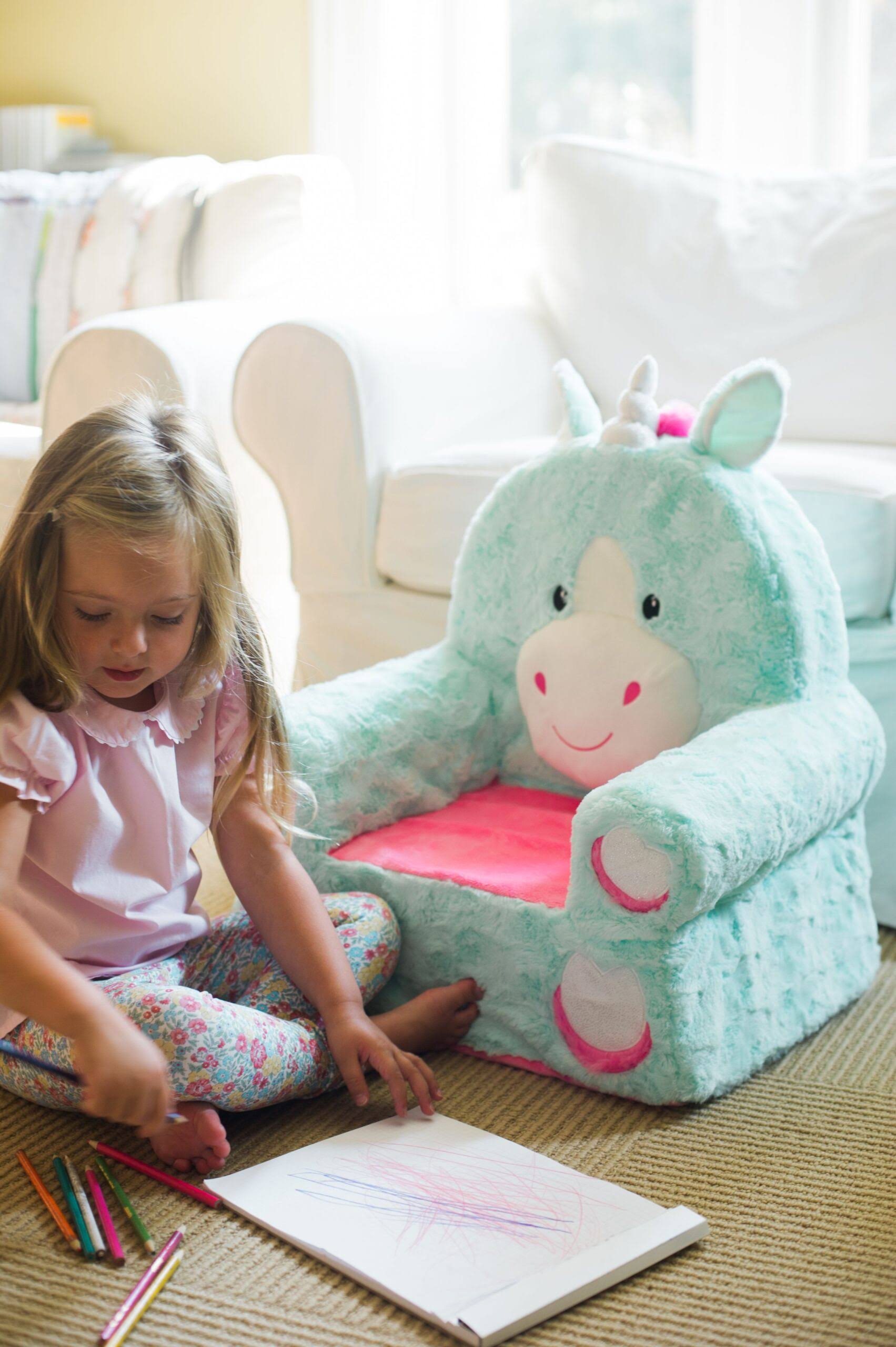 Sweet SEATS Adorable Teal Unicorn Children&s Chair, Machine Washable Removable