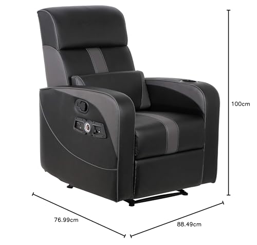 X Rocker Gamma Recliner Gaming Chair, 2.1 Bluetooth Audio System, Headrest Mounted Speakers, Built-in Footrest and Cupholder, 718001