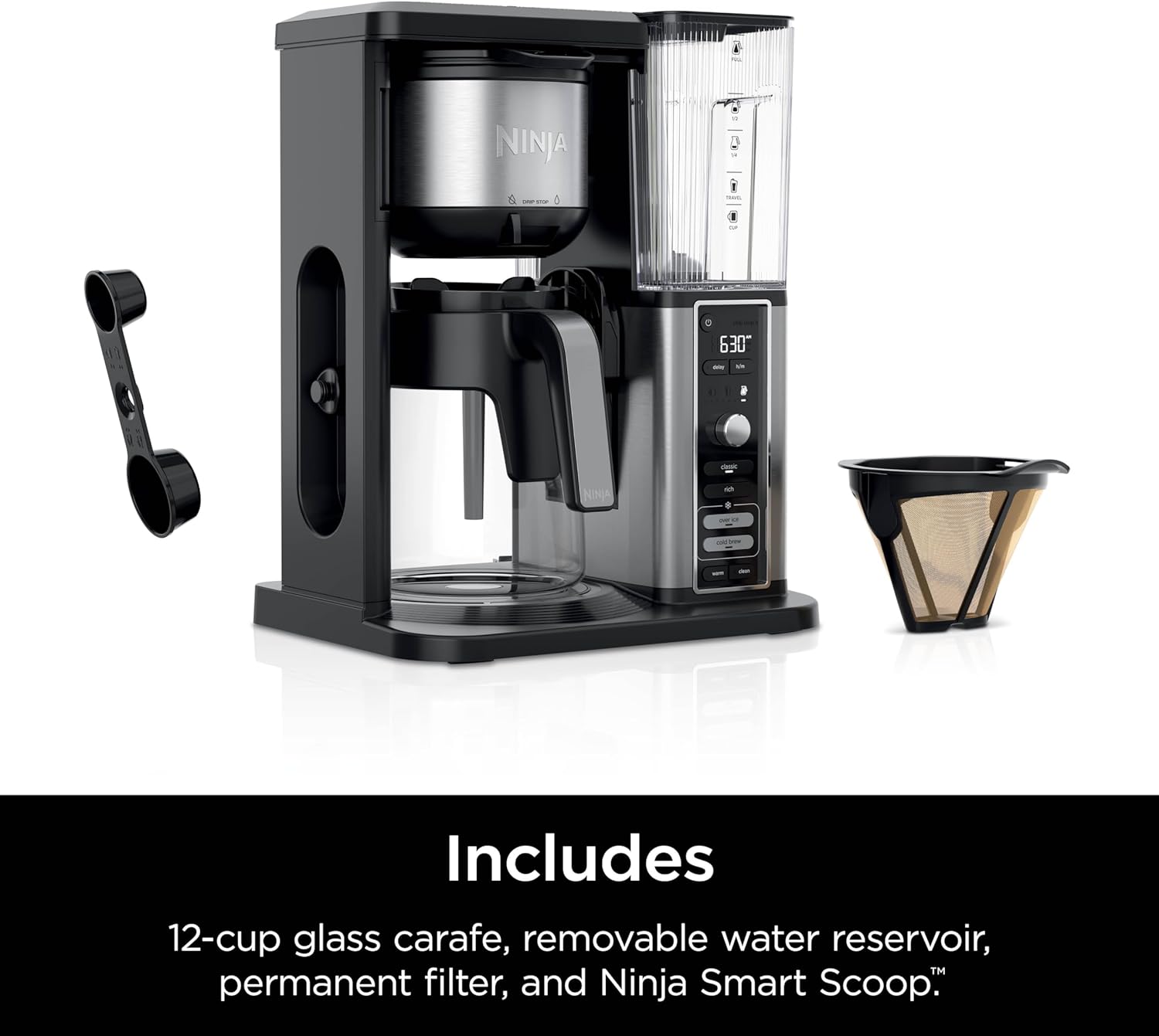 Ninja Hot & Iced XL Coffee Maker with Rapid Cold Brew, 4 Brew Styles, 8 Sizes Small Cup to Travel Mug, Single-Serve Coffee Brewer, 12-Cup Carafe