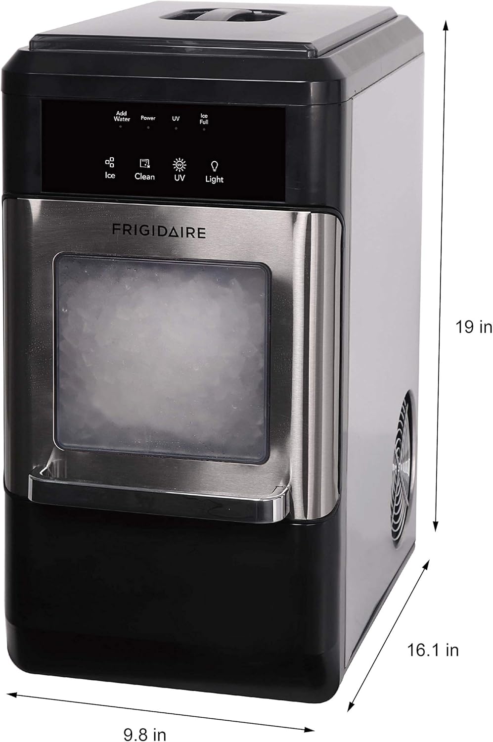 Frigidaire EFIC235-AMZ Countertop Crunchy Chewable Nugget Ice Maker, 44lbs per day, Self Cleaning Function