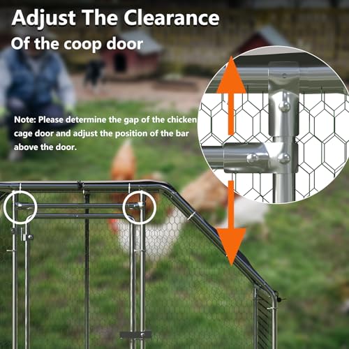 BOSSIN Metal Chicken Coop with Waterproof Cover, Poultry Cage Spire Shaped Coop, Walk-in and Heavy Duty Design