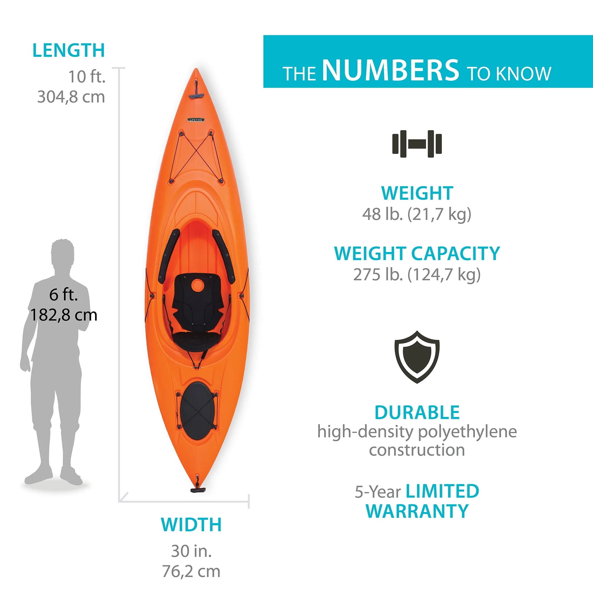 Lifetime Lancer 10 ft Sit-Inside Kayak, Orange (90817)