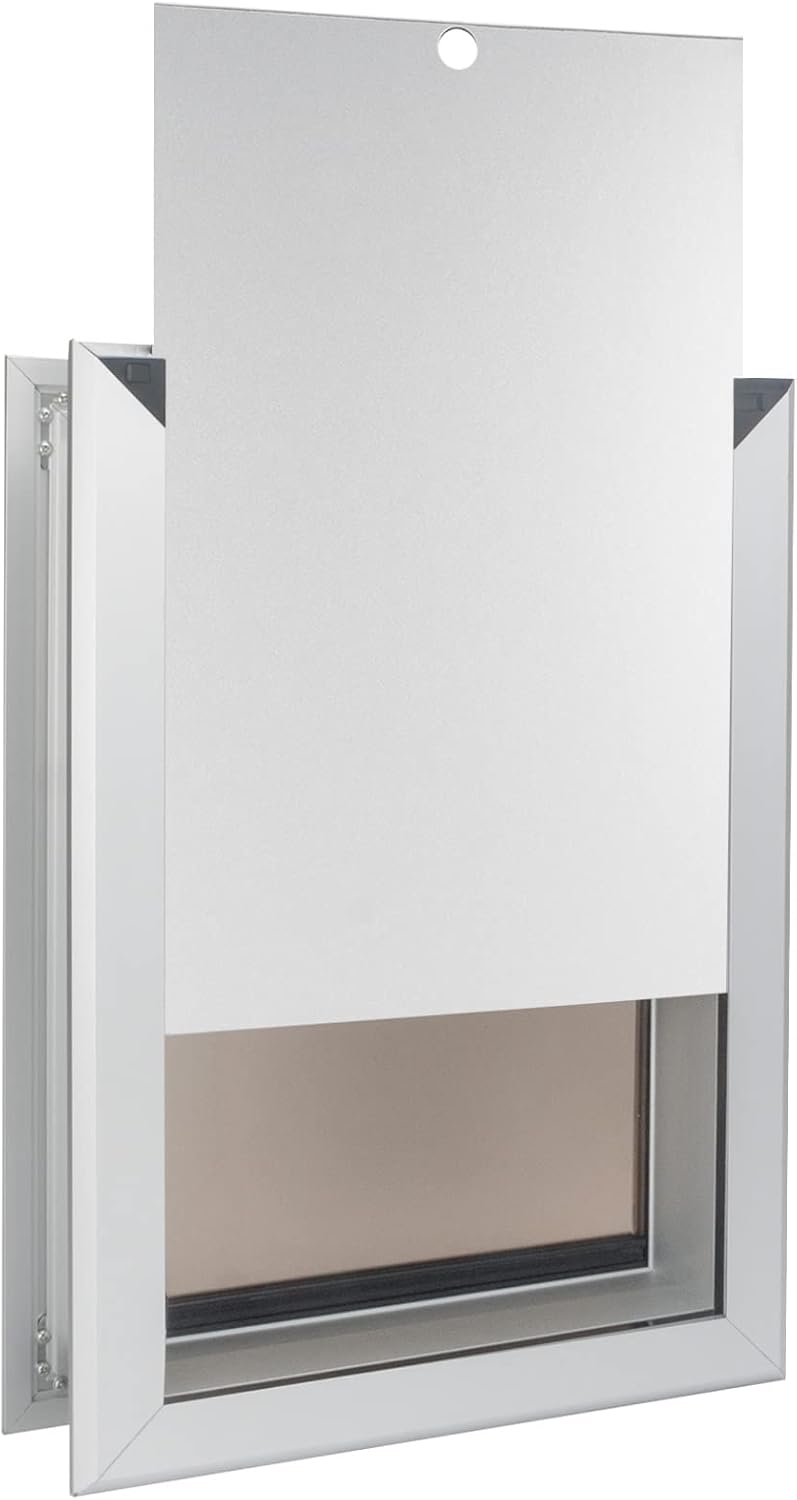 PATAPLUS Large Pet Door Aluminum Dog Door Cat Door,Large Dog Door with Slide-in Lock Panel and Magnetic Flaps,Durable Aluminum Frame