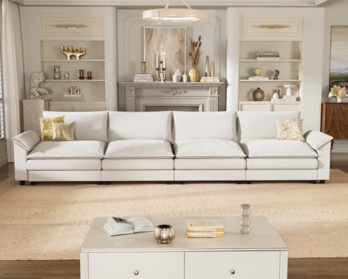 Homall 119" Modular Sectional Sofa, L Shaped Sofa Couch with Reversible Ottoman, DIY Combination Chenille Deep 3-Seat Cloud Couch for Living Room