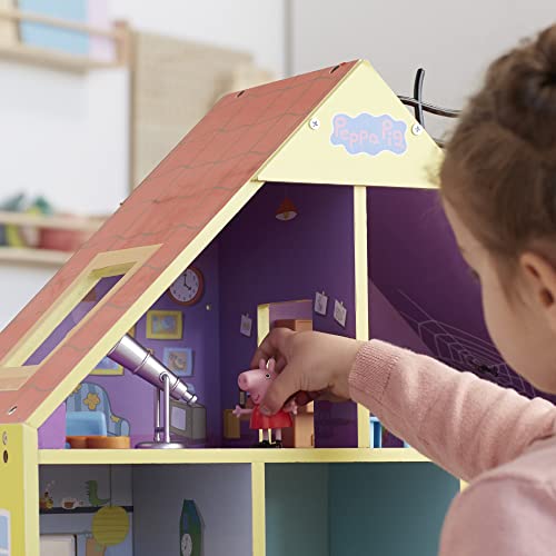 Peppa Pig Wooden Deluxe Playhouse, 8 Rooms, Includes 2 Fun Figures and 29 Accessories, Made of Responsibly Sourced Wood