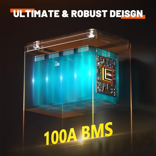12V 100Ah BCI Group 24 LiFePO4 Battery, Built in 100A BMS, Max. 15000 Deep Cycle Lithium Rechargeable Battery for RV, Trolling Motor, Camping, Marine