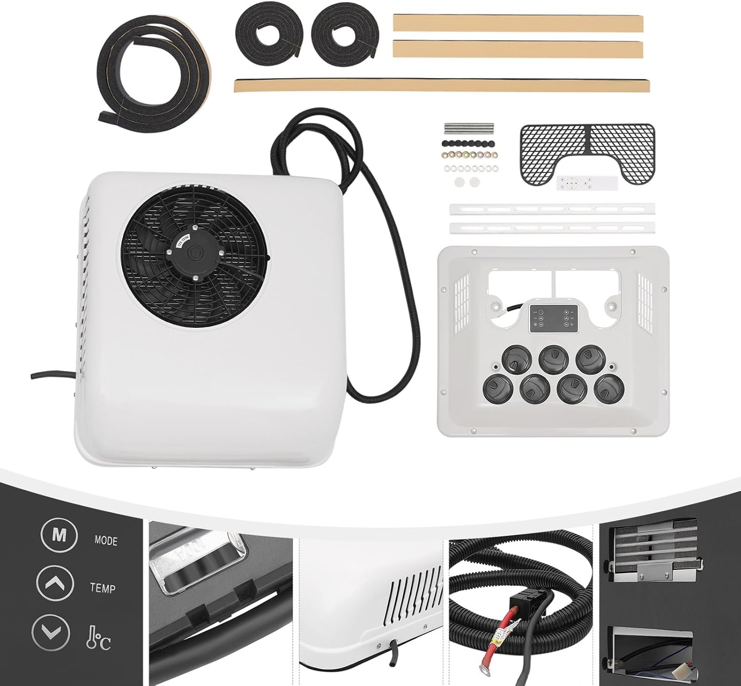 RV Air Conditioner Mini Split 6000BTU RV Rooftop Air Conditioner, 12V(AC) 750W Portable Electric Camper RV AC Unit with Remote Control for Motorhome