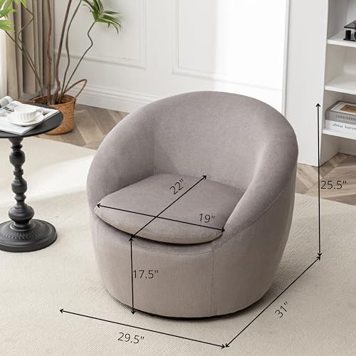 360 Swivel Accent Barrel Chair with Storage Ottoman & Headrest