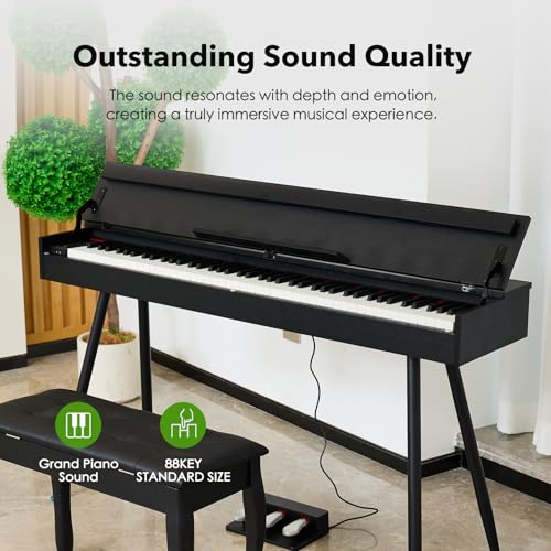 Digital Piano 88 Key Weighted Keyboard,Full-Size Desk Progressive Hammer-Action Electric Piano For Beginners, With Sheet Music Stand, Pedal