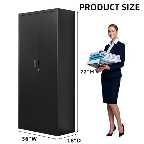 Metal Storage Cabinet with 2 Doors and 5 Adjustable Shelves