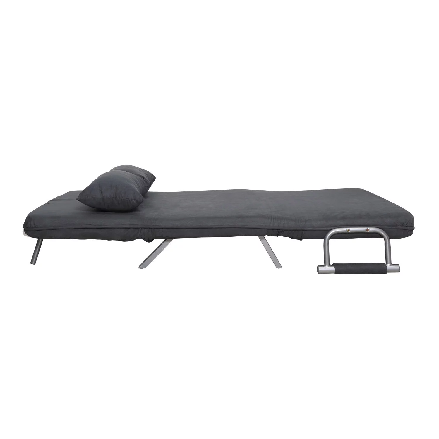 HomCom Small Sofa Couch Futon with Fold Up Bed and Adjustable Backrest, featuring Modern Design with Chic Suede, Grey