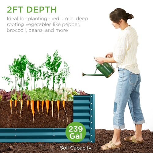 Best Choice Products 8x4x2ft Outdoor Metal Raised Garden Bed, Deep Root Planter Box for Vegetables, Flowers, Herbs