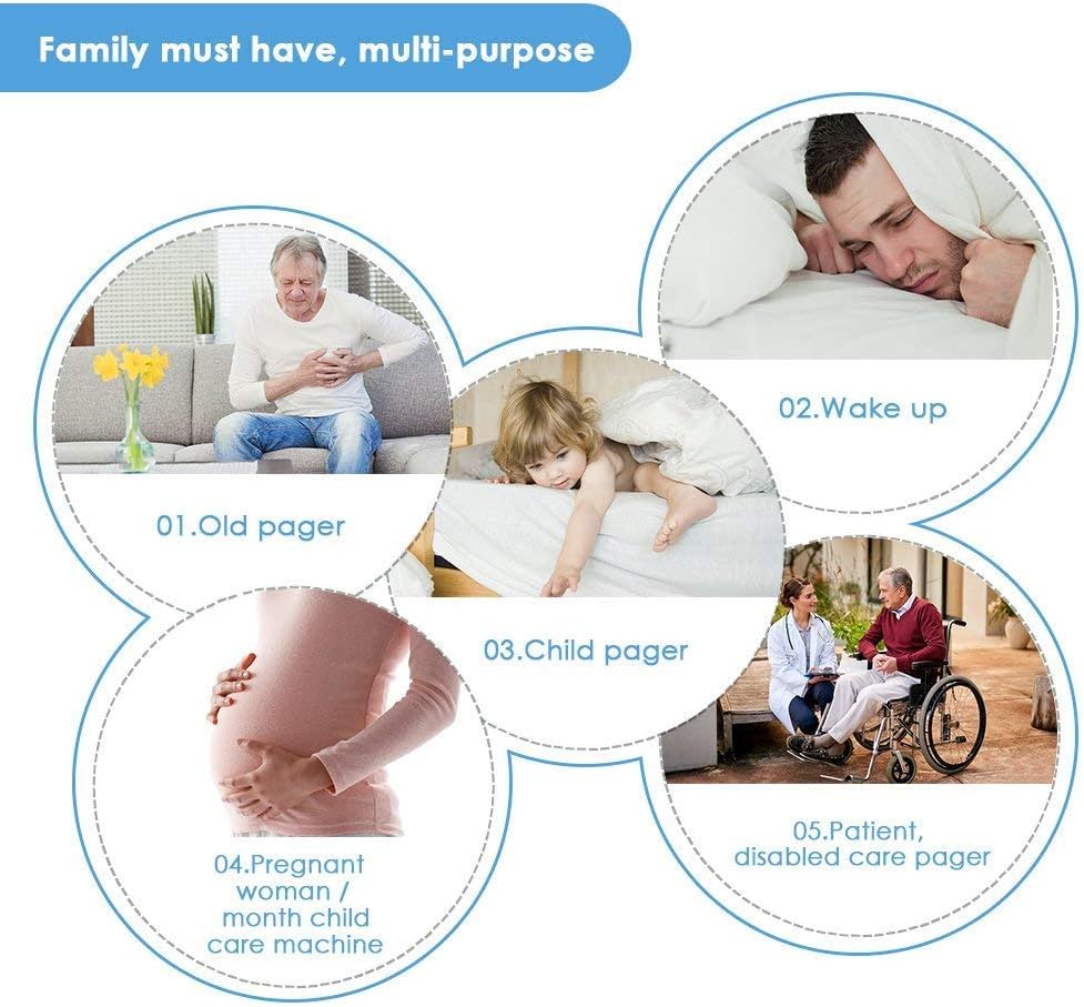 Caregiver Pager Wireless Life Alert Systems for Seniors IP55 Waterproof, Fall Alert Devices for Elderly