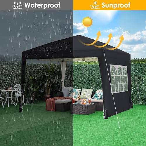 Yaheetech 10x10 Pop Up Canopy with 4 Removable Sidewalls, Portable Enclosed Instant Tent, Waterproof Outdoor Tent, Beach Sun Shelter with 4 Sandbags