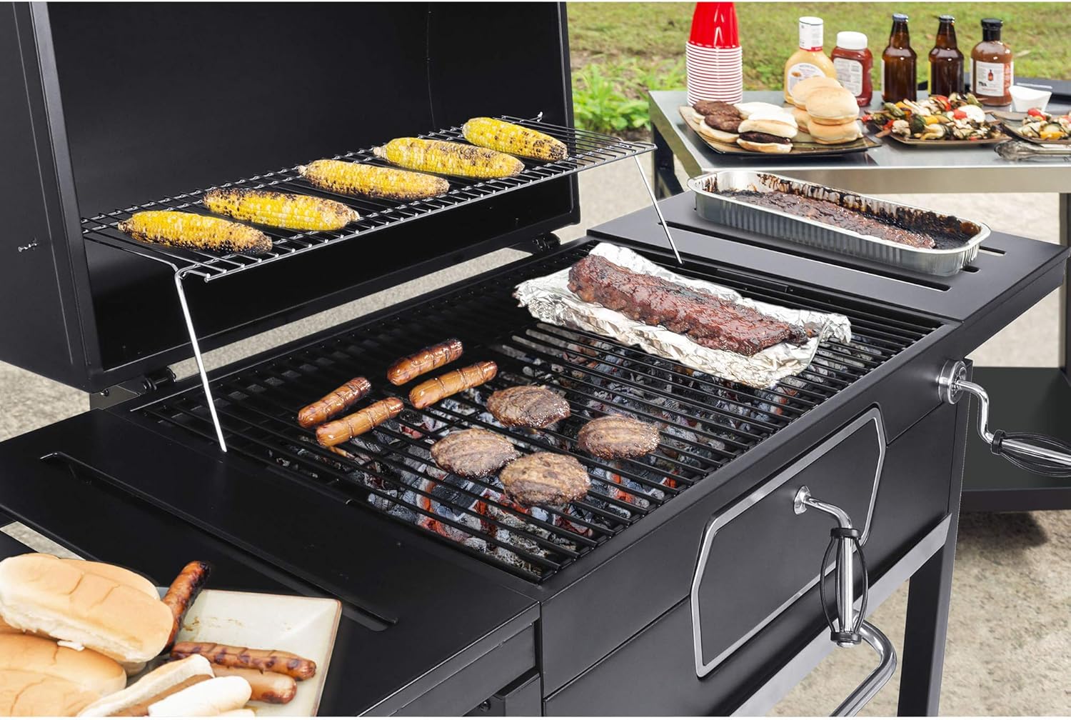 Royal Gourmet CD2030AN 30-Inch Charcoal Grill, Deluxe BBQ Smoker Picnic Camping Patio Backyard Cooking, Black