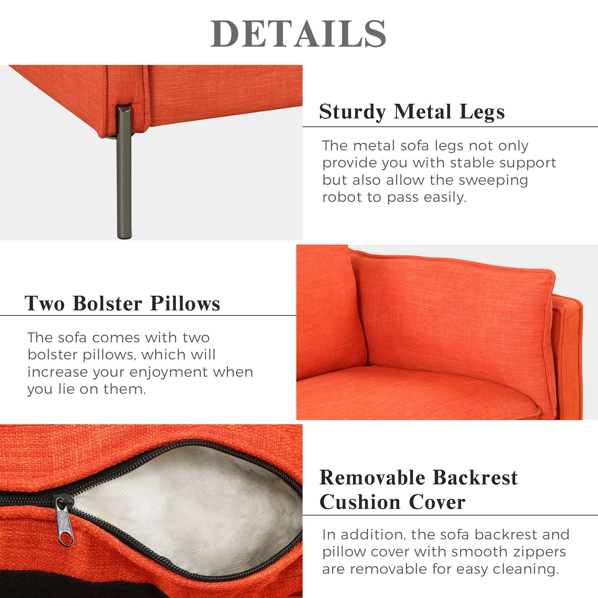 Anself Modern Style 3 Seat Sofa Linen Fabric Upholstered Couch Furniture 3-Seats Couch for Different Spaces,Living Room,Apartment