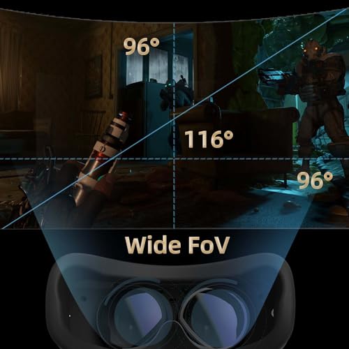 DPVR E4 VR Headset - PCVR Virtual Reality Headset for PC Games with Controller, Compatible with SteamVR
