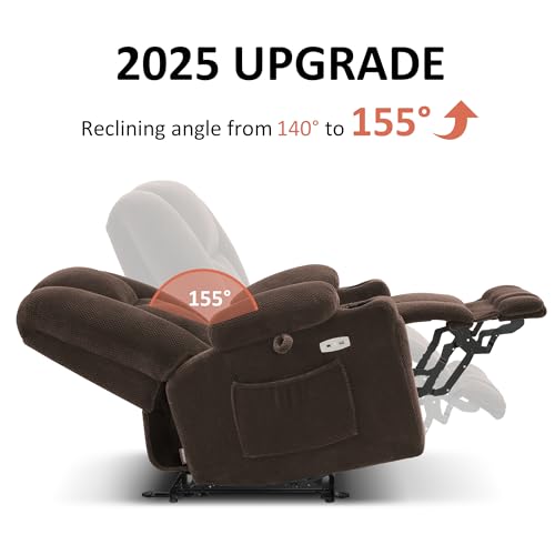 MCombo Zero Gravity Power Recliner Chair with Heat and Vibration Massage, Reclining Chair with USB & Type C Ports, Cup Holders for Living Room