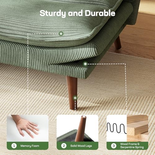 Marsail Futon Sofa Bed, Futon Couch with Adjustable Backrest & Armrests, Convertible Small Sleeper Sofa Bed for Small Apartments, Study Room, Office