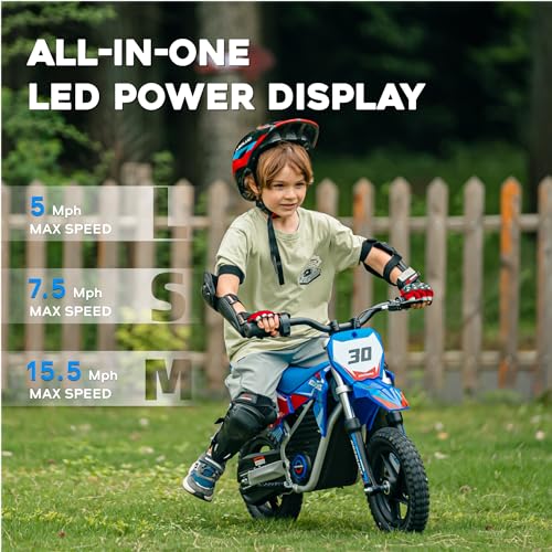 AIII Electric Dirt Bike for Kids 3-7, High Performance Racing Grade Motorcycle, Up to 8MPH, 2 Speed Settings, 12-Inch Off-Road Tires