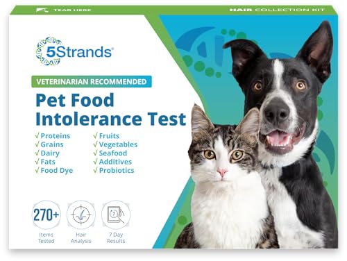 5Strands Pet Food Intolerance Test, at Home Sensitivity Test for Dogs & Cats, 272 Items, Hair Analysis, Accurate for All Ages and Breed