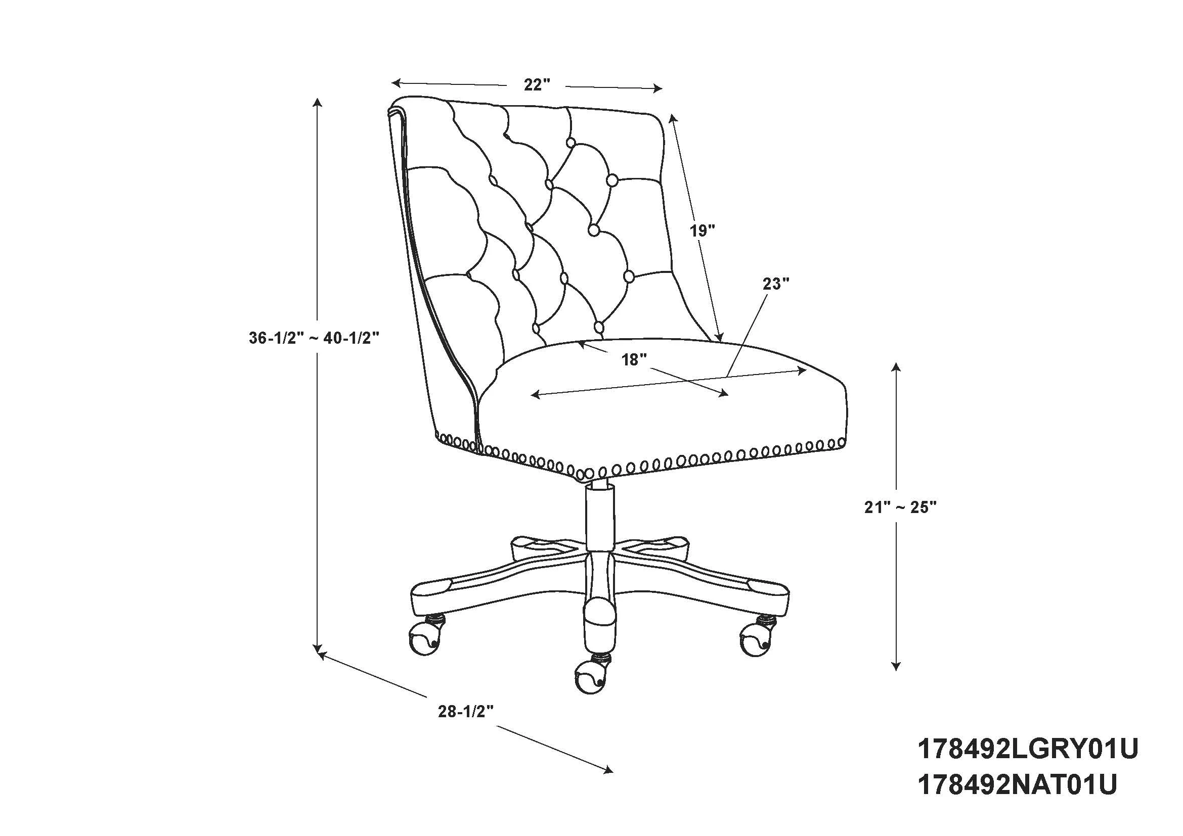 Linon Della Office Chair, Multiple Colors