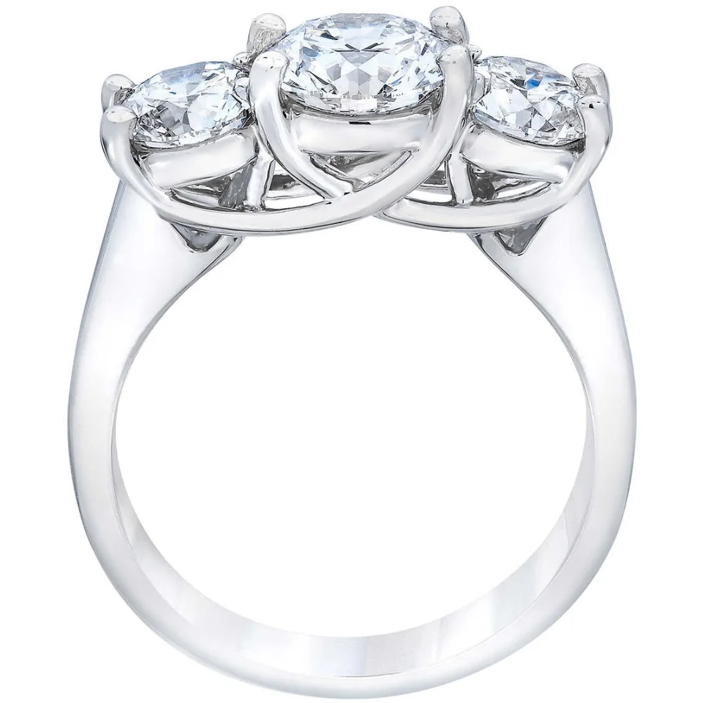 Pompeii3 3 1/4Ct TW Round Diamond Three Stone Engagement Ring 14k White Gold Lab Grown