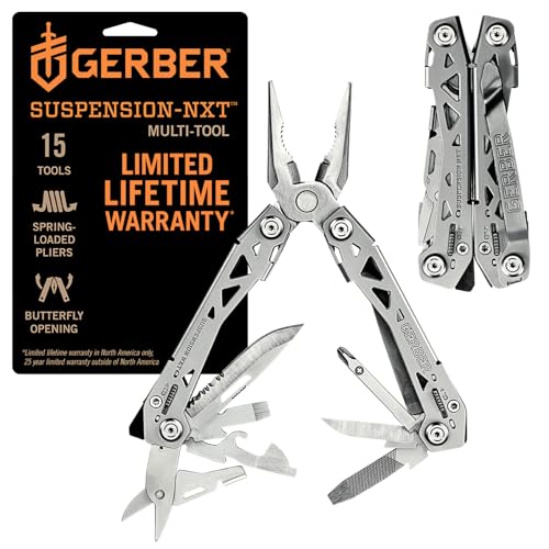 Gerber Gear Suspension-NXT 15-in-1 EDC Multi tool with Pocket Knife, Needle Nose Pliers and Wire Stripper Tools, Gifts for Men