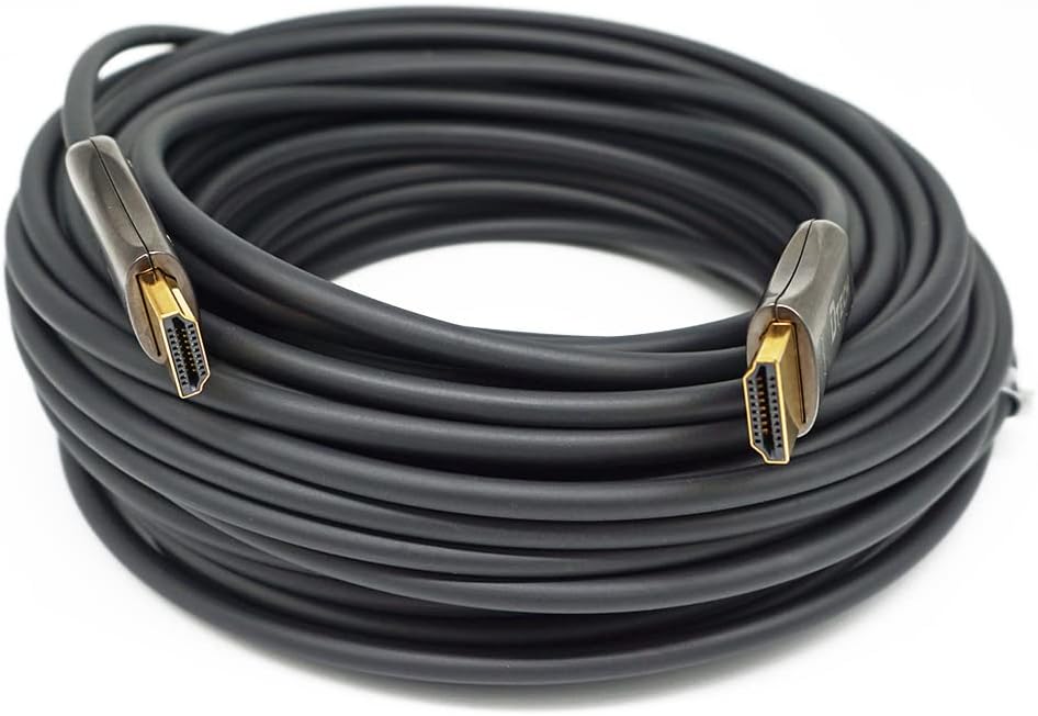 DTECH Ultra Slim 200 Feet Fiber Optic HDMI 2.0 Cable 4K at 60Hz and 18Gbps Pro Series for in-Wall Installation