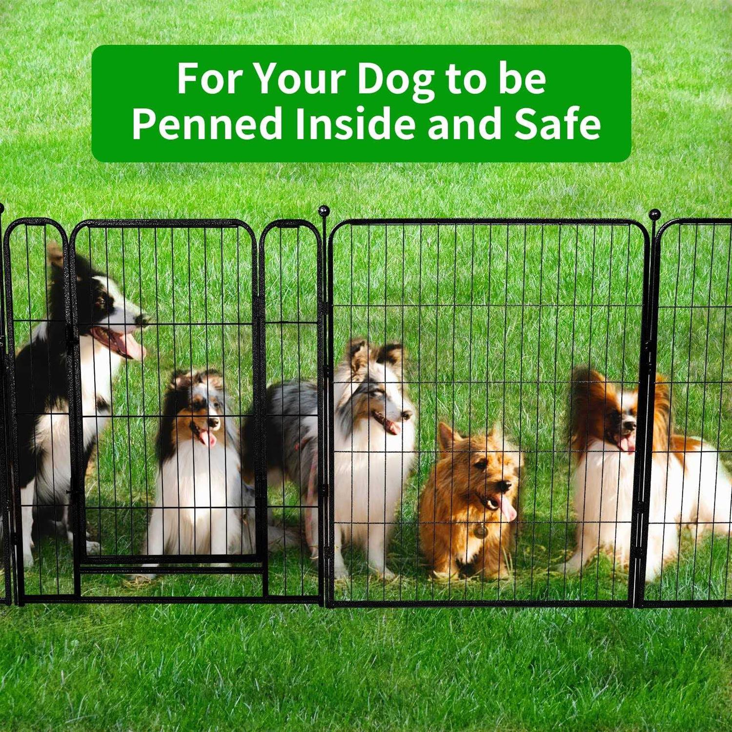 Kfvigoho Dog Playpen Outdoor Panels Heavy Duty Dog Pen Height Puppy Playpen Indoor Anti-Rust Exercise Fence with Doors for Medium/Small Pet