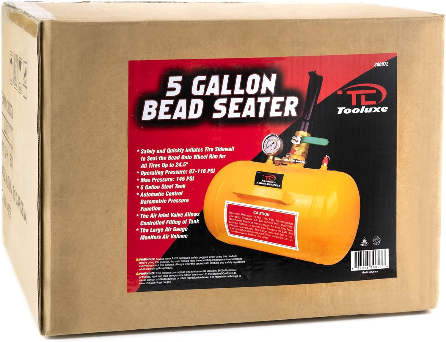 Neiko 30007L Tooluxe® Air Tire Bead Seater, 5-Gallon Capacity, 87-116 PSI Operating Pressure