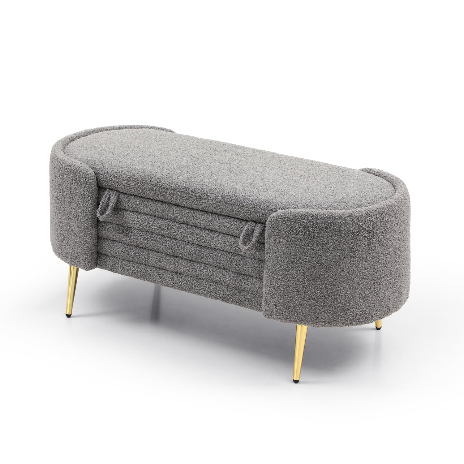 Holaki Modern End of Bed Bench with Storage Upholstered Sherpa Fabric Large Storage Bench Ottoman Shoe Stool Long Bench Window Sitting Toy Storage