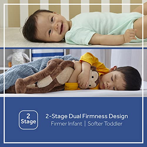 Sealy Flex Cool Breathable Hypoallergenic 2-Stage Dual Firm Waterproof Baby Crib Mattress & Toddler Bed Mattress, Cotton Cover, 204 Premium Coils