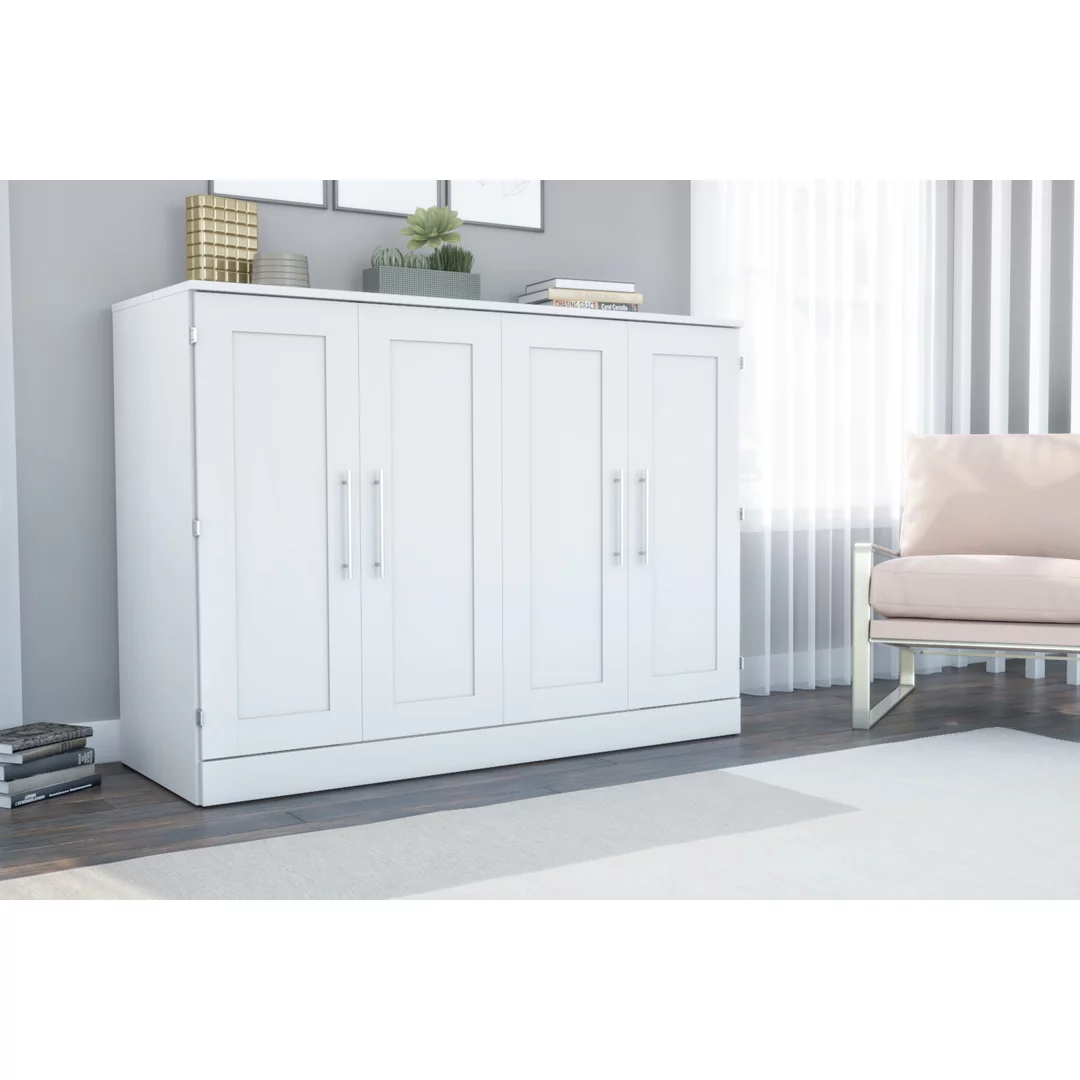 Bestar Pur Full Cabinet Bed with Mattress in White