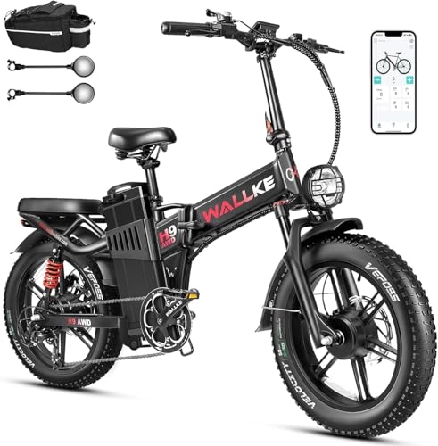 Wallke H9 AWD 3200W Dual Motor Electric Bike for Adult, 48V 82Ah/60Ah Sam-sung Cell Battery, 240-130 Mile 34MPH Fast Ebike
