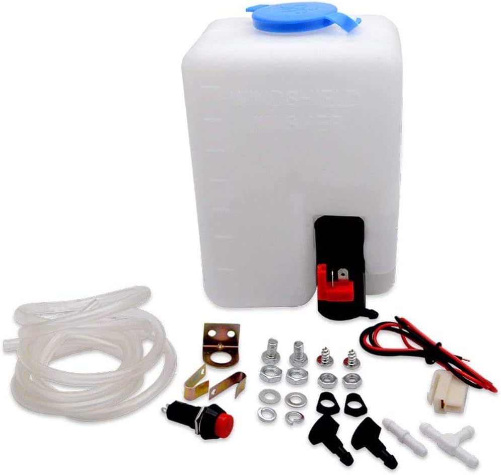 Universal 12V Electric Motor UTV Windshield Wiper Kit w/Windshield Washer Pump Kit Fit Hard Coated or Glass Windshields Polaris RZR Ranger etc.