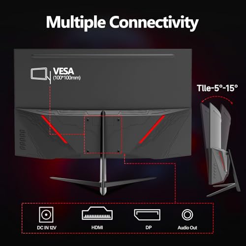 ZZA 32-Inch QHD Curved Gaming Monitor - 2K Resolution, 165Hz Refresh Rate, 1ms Response Time, FreeSync & G-Sync, HDR10, 122% sRGB Coverage, DP/HDMI