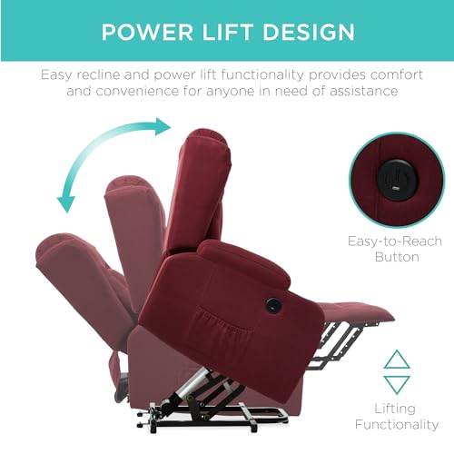Best Choice Products Modern Linen Electric Power Lift Chair, Recliner Massage Chair, Adjustable Furniture for Back, Legs w/ 3 Positions, USB Port